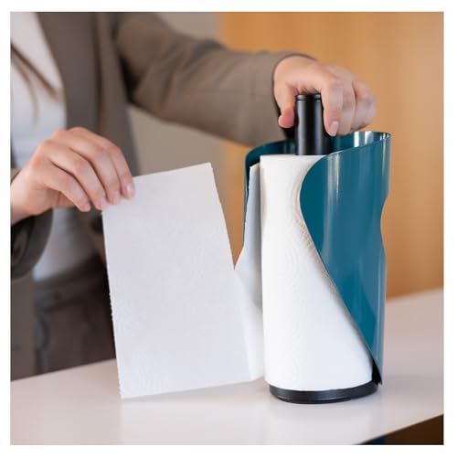 Steel-Function Pisa Küchenrollenhalter Dunkelblau | Praktische und stilvolle Halter Küchenrolle | Zewa Rollenhalter ist Ideal für Küche und Esszimmer | Papierrollenhalter im Skandinavisches Design von Steel-Function