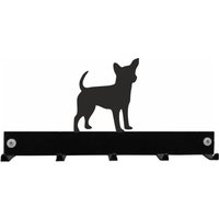 Chihuahua-Schlüssel-Haken-Garderobe/Schlüssel-Aufhänger - Schwarze Metallwand Befestigte Kleiderhaken Blei-Haken-Zahnstange von SteelImagesUK