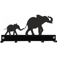 Elefant-Und Baby-Haken-Garderoben-/Schlüssel-Aufhänger - Schwarze Metall-Wand-Kleiderhaken Blei-Hakenleiste von SteelImagesUK