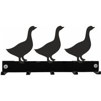 Geese 5 Kleider-/Schlüsselaufhänger - Schwarze Metall-Wandgarderobe Blei-Hakenleiste von SteelImagesUK