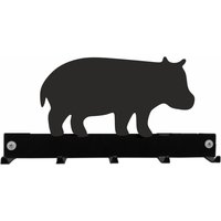 Hippo 5 Kleiderhaken/Schlüsselhalter - Schwarze Metall Wandgarderobe Bleihakenleiste von SteelImagesUK