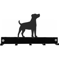 Jack Russell Mantel-/Schlüssel-Aufhänger - Schwarze Metall-Wandgarderobe Blei-Hakenleiste von SteelImagesUK