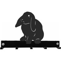 Kaninchen-Kleider-/Schlüssel-Aufhänger - Schwarze Metall-Wand-Kleiderhaken Blei-Hakenleiste von SteelImagesUK