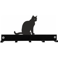 Katze Sitzen Schlüssel Haken Mantel/Aufhänger - Schwarze Metall Wand Montiert Kleiderhaken Blei Rack von SteelImagesUK