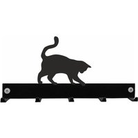 Katze Spielt Schlüsselhaken Mantel/Schlüsselaufhänger - Schwarze Metall-Wandgarderobe Blei-Hakenleiste von SteelImagesUK