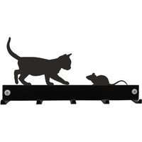 Katzen- Und Maus-Schlüsselhaken-Kleiderhaken-/Schlüssel-Aufhänger - Schwarze Metallwand Befestigte Kleiderhaken Blei-Haken-Zahnstange von SteelImagesUK