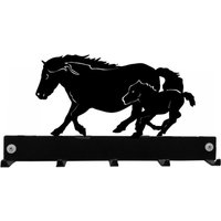 Shetland Stute Und Fohlen Mantel/Schlüssel Aufhänger - Schwarze Wand Kleiderhaken Aus Metall Blei Hakenleiste von SteelImagesUK