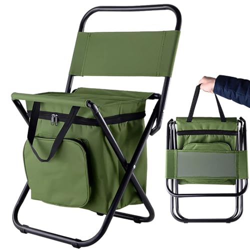 SteelMule Klappstuhl für Strand und Angeln, mit Rückenlehne und Kühltasche, ideal für Angeln, Camping, Strand oder Garten, Khaki von SteelMule