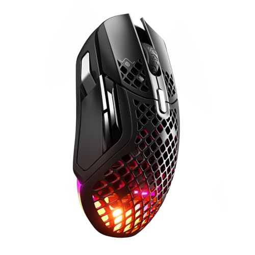 SteelSeries Aerox 5 Wireless – RGB Gaming-Mouse mit Öffnungen in der Oberfläche – Federleichtes, wasserabweisendes Design – 9 Tasten – Bluetooth/2,4 GHz – Optischer TrueMove Air-Sensor mit 18.000 DPI von SteelSeries