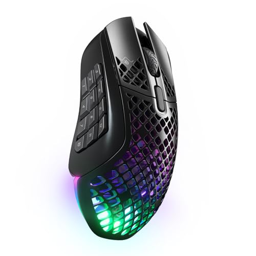 SteelSeries Aerox 9 Wireless - RGB Gaming-Mouse mit Öffnungen in der Oberfläche - Federleichtes, wasserabweisendes Design - 18 Tasten - Bluetooth/2,4 GHz – Optischer TrueMove Air-Sensor mit 18.000 DPI von SteelSeries