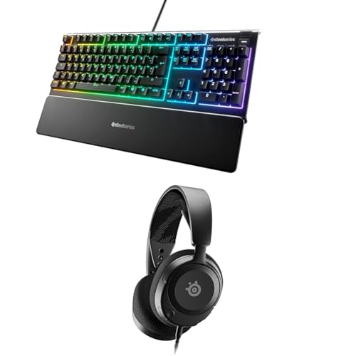 SteelSeries Apex 3 - Gaming Tastatur - 10-Zonen RGB-Beleuchtung - Deutsches QWERTZ Arctis Nova 1 - Multi-System Gaming-Headset - Hi-Fi-Treiber - 360° Surround-Sound SteelSeries Apex 3 - Gaming Tastatur - 10-Zonen RGB-Beleuchtung - Deutsches QWERTZ Arctis Nova 1 - Multi-System Gaming-Headset - Hi-Fi-Treiber - 360° Surround-Sound von SteelSeries