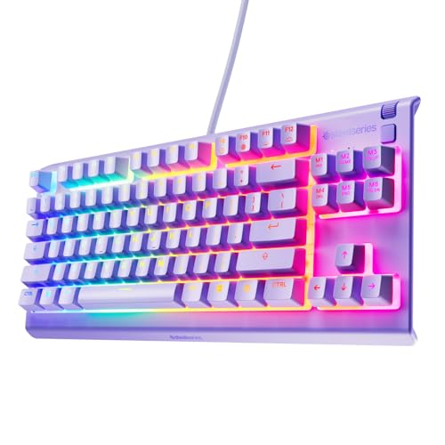 SteelSeries Apex 3 TKL Lavendel RGB Gaming-Tastatur – Kompakter Tenkeyless-Formfaktor – 8-Zonen-RGB-Beleuchtung – Wasser- und Staubresistenz – Flüsterleise Gaming-Switches - UK Layout QWERTY von SteelSeries