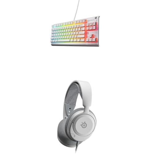 SteelSeries Apex 3 TKL White - Gaming Tastatur - 8-Zonen RGB-Beleuchtung - Deutsches QWERTZ Arctis Nova 1 - Multi-System Gaming-Headset - Hi-Fi-Treiber - 360° Surround-Sound von SteelSeries