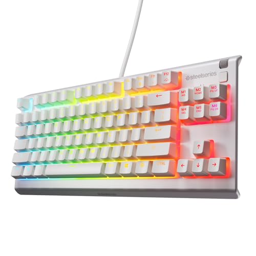SteelSeries Apex 3 TKL White RGB Gaming-Tastatur – Kompakter Tenkeyless-Formfaktor – 8-Zonen-RGB-Beleuchtung – Wasser- und Staubresistenz – Flüsterleise Gaming-Switches - NOR Layout QWERTY von SteelSeries