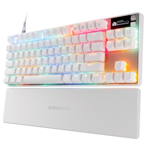 SteelSeries Apex Pro TKL Gen 3 Weiß - HyperMagnetic Gaming-Tastatur - OmniPoint 3.0 Switches - Anpassbares Ansprechverhalten - Rapid Trigger - Rapid Tap/SOCD - OLED - PBT-Keycaps - USB-C - US QWERTY von SteelSeries