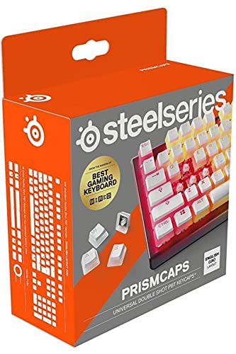 SteelSeries PrismCaps – Double-Shot-Tastenset mit „Pudding“-Optik – Kompatibilität mit allen gängigen mechanischen Tastaturen – MX-Stößel – Weiß (UK-Tastaturlayout) von SteelSeries