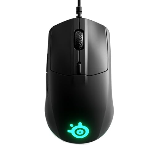 SteelSeries USB Rival 3 Gaming-Maus, optischer TrueMove Core-Sensor mit 8500 CPI, 6 programmierbare Tasten, geteilte Triggertasten, Schwarz von SteelSeries