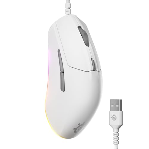 SteelSeries Rival 3 Gen 2 Gaming-Maus – 8.500 DPI TrueMove Core-Optiksensor – 60 Millionen Klicks garantiert – Niedrige Latenz – 77 g leicht – PTFE-Gleitfüße – RGB - Weiß von SteelSeries