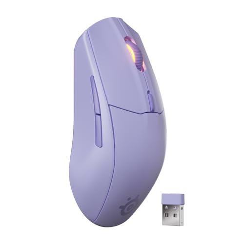 SteelSeries Rival 3 Wireless Gen 2 Gaming-Maus – 2,4 GHz und Bluetooth – 18.000 DPI TrueMove Air-Optiksensor – 60 Mio. Klicks garantiert – Ultraleicht – PTFE-Gleitfüße - Lavendel von SteelSeries
