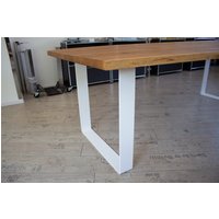 Tischgestell Stahl Weiß Matt Tgf 100x10 Wms 600-900 Rund Gebogen Untergestell Kufen Tischuntergestell Tischkufe Design Tisch Esstisch von SteelSolutionsDE
