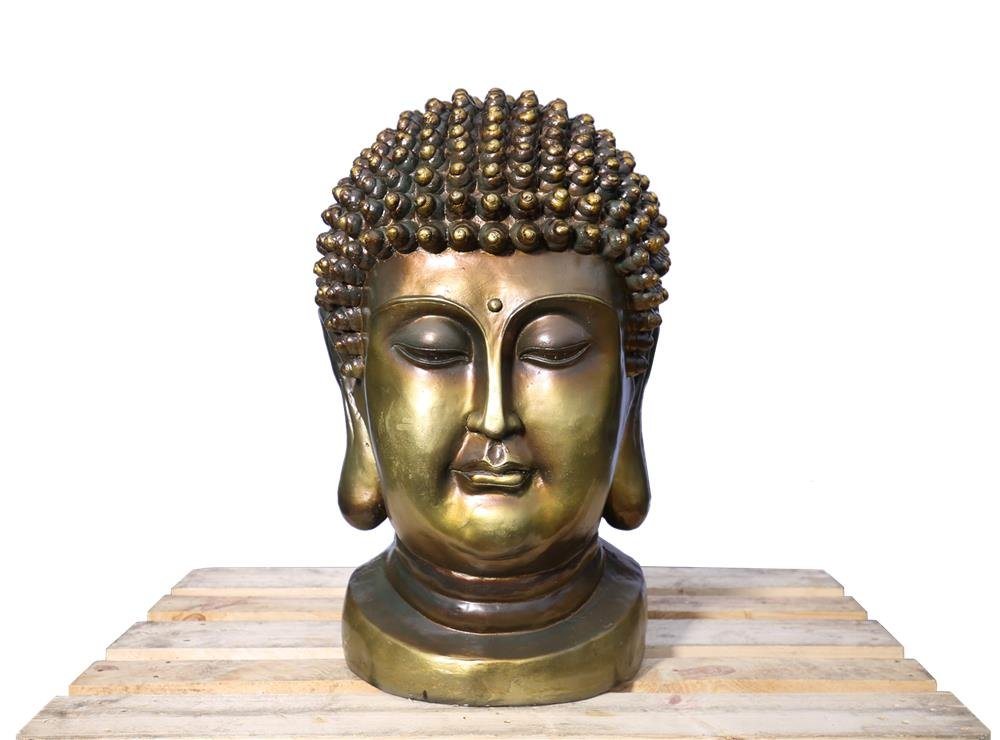 Steelboxx Buddhafigur XXL Buddha Kopf 82cm Skulptur Gold-Bronze (1 St), selten schöne Buddha Skulptur aus Magnesia Kohlenstoffstein von Steelboxx