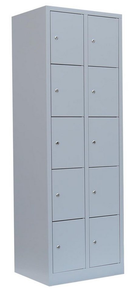 Steelboxx Fächerschrank 10 Fächer Schließfachschrank Wertfachschrank Spind 180x60x50cm (1-St) Komplett verschweißt und montiert - keine Montage erforderlich von Steelboxx