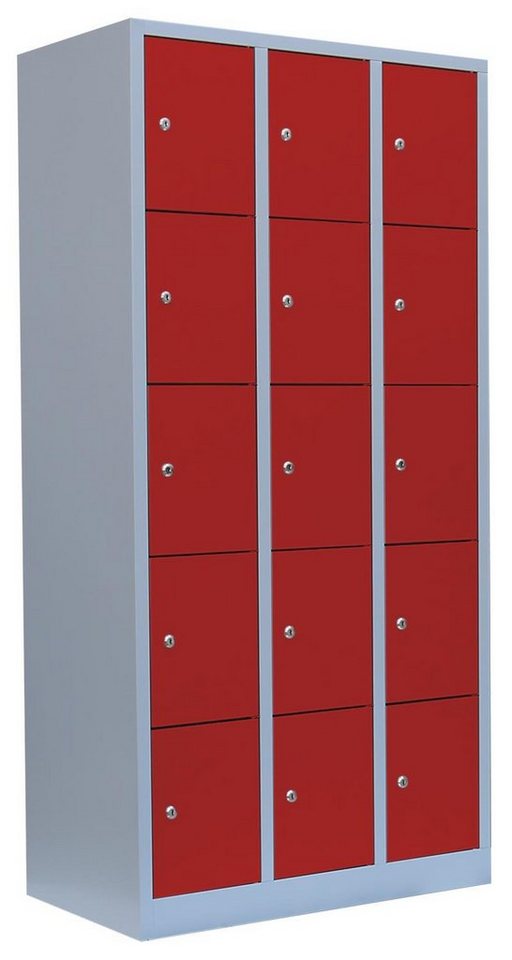 Steelboxx Fächerschrank 15 Fächer Schließfachschrank Wertfachschrank Spind 180x88,5x50cm (1-St) Komplett verschweißt und montiert - keine Montage erforderlich von Steelboxx