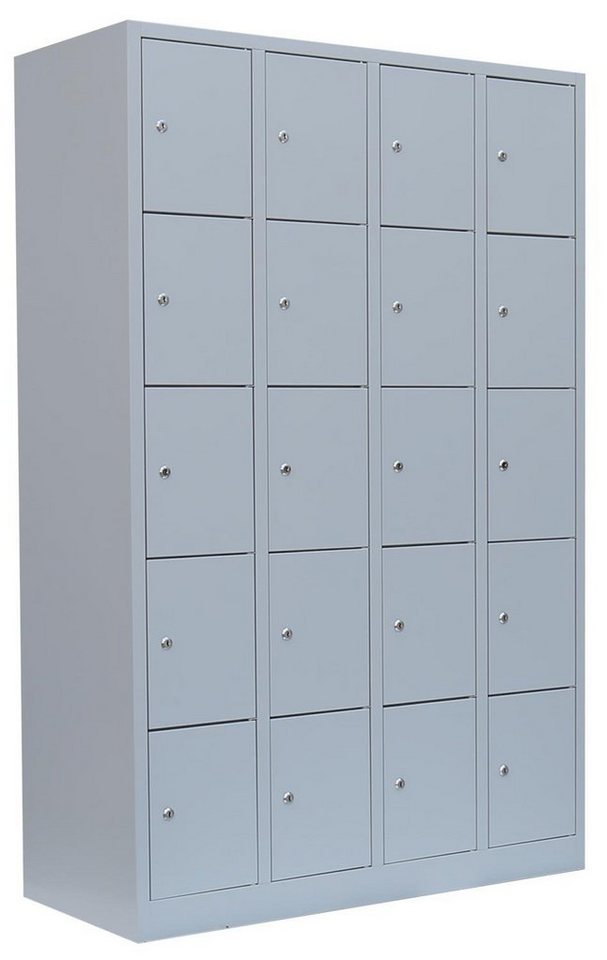 Steelboxx Fächerschrank 20 Fächer Schließfachschrank Wertfachschrank Spind 180x117x50cm (1-St) Komplett verschweißt und montiert - keine Montage erforderlich von Steelboxx