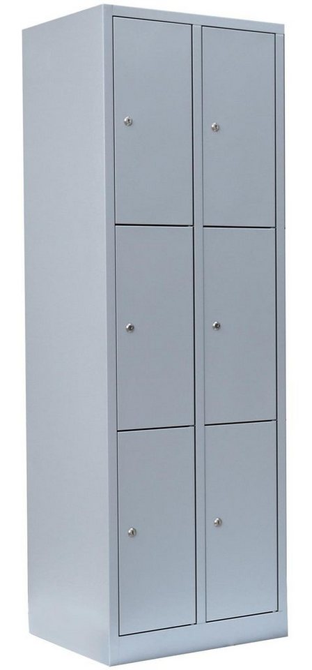 Steelboxx Fächerschrank 6 Fächer Schließfachschrank Spind Wertfachschrank 180x60x50cm (1-St) Komplett verschweißt und montiert - keine Montage erforderlich von Steelboxx