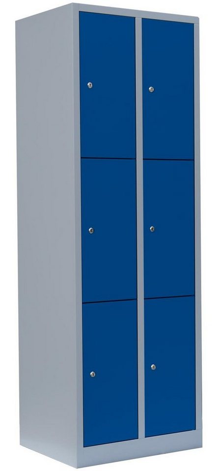 Steelboxx Fächerschrank 6 Fächer Schließfachschrank Spind Wertfachschrank 180x60x50cm (1-St) Komplett verschweißt und montiert - keine Montage erforderlich von Steelboxx