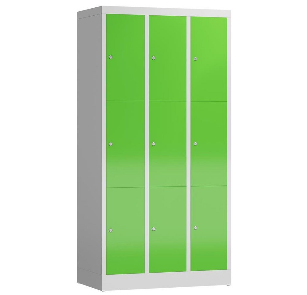 Steelboxx Fächerschrank ClassiX Schließfachschrank, 3 Abteile à 3 Fächer, 1800 x 870 x 500 mm (1-St) Komplett verschweißt und montiert - keine Montage erforderlich von Steelboxx