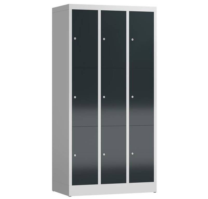 Steelboxx Fächerschrank ClassiX Schließfachschrank, 3 Abteile à 3 Fächer, 1800 x 870 x 500 mm (1-St) Komplett verschweißt und montiert - keine Montage erforderlich von Steelboxx