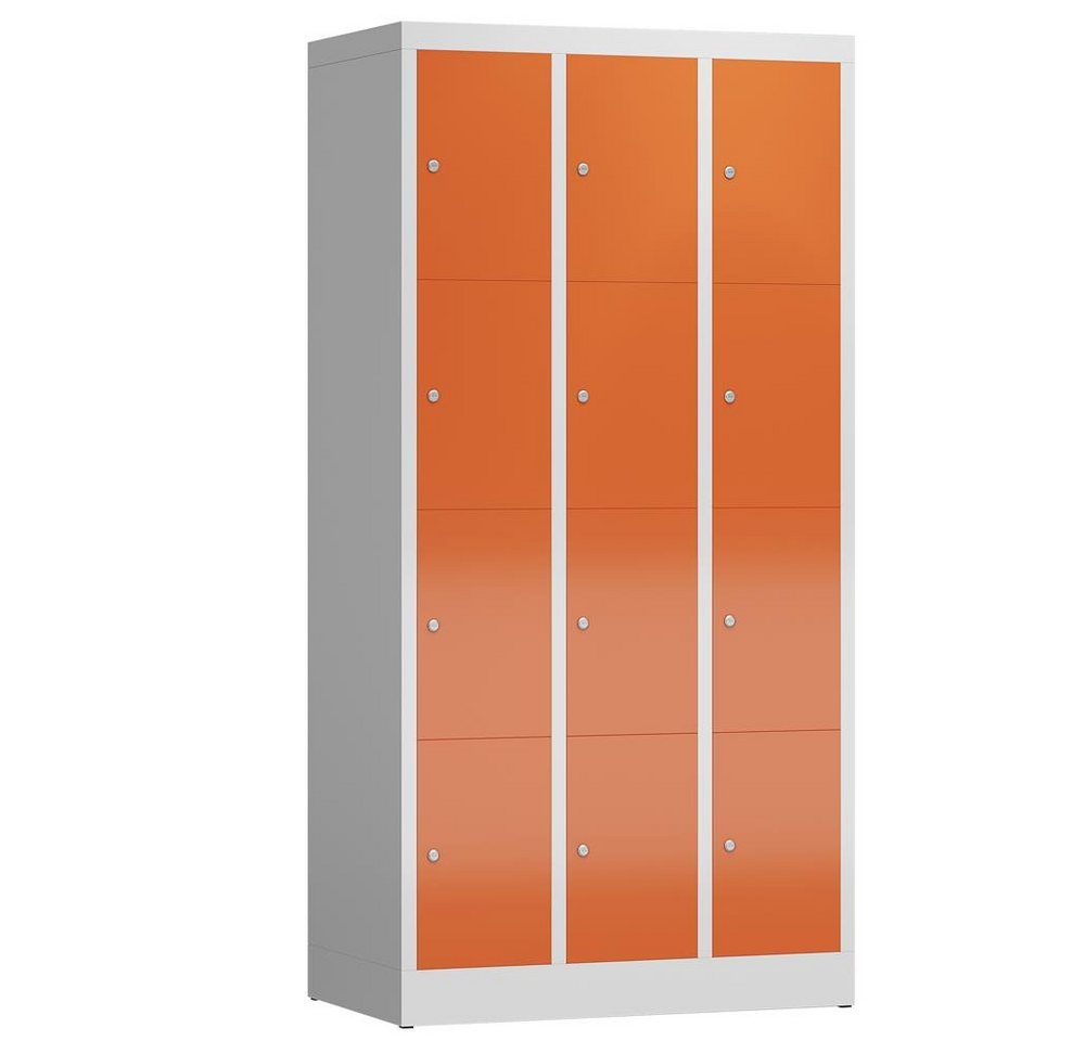 Steelboxx Fächerschrank ClassiX Schließfachschrank, 3 Abteile à 4 Fächer, 1800 x 870 x 500 mm (1-St) Komplett verschweißt und montiert - keine Montage erforderlich von Steelboxx