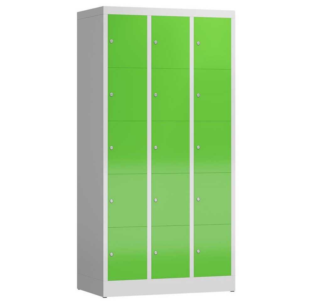 Steelboxx Fächerschrank ClassiX Schließfachschrank, 3 Abteile à 5 Fächer, 1800 x 870 x 500 mm (1-St) Komplett verschweißt und montiert - keine Montage erforderlich von Steelboxx