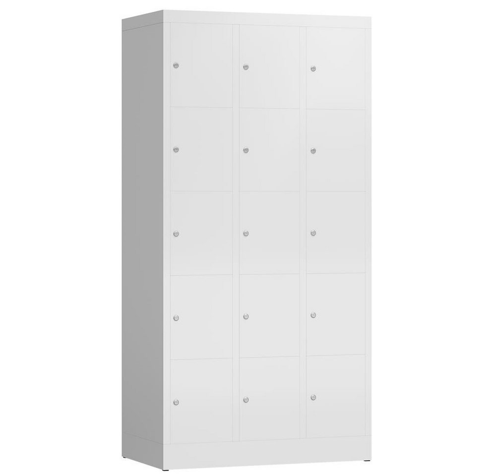 Steelboxx Fächerschrank ClassiX Schließfachschrank, 3 Abteile à 5 Fächer, 1800 x 870 x 500 mm (1-St) Komplett verschweißt und montiert - keine Montage erforderlich von Steelboxx