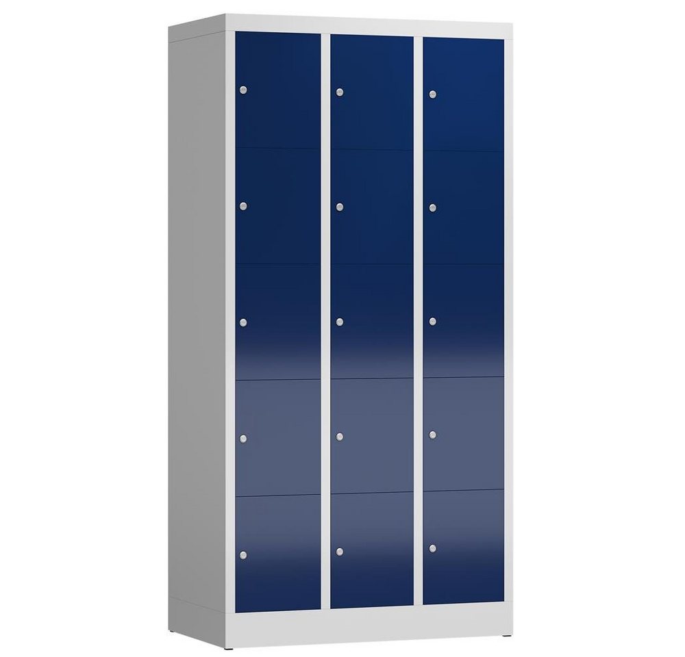 Steelboxx Fächerschrank ClassiX Schließfachschrank, 3 Abteile à 5 Fächer, 1800 x 870 x 500 mm (1-St) Komplett verschweißt und montiert - keine Montage erforderlich von Steelboxx