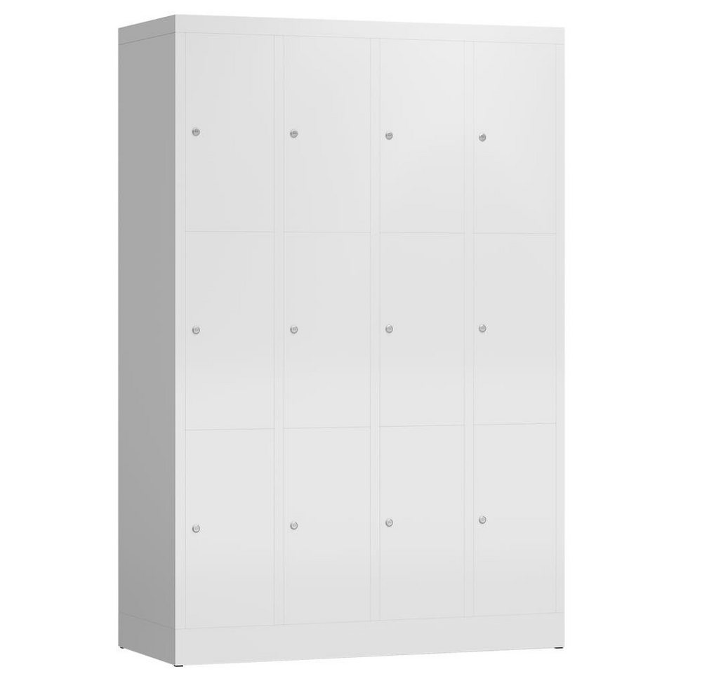 Steelboxx Fächerschrank ClassiX Schließfachschrank, 4 Abteile à 3 Fächer, 1800 x 1185 x 500 mm (1-St) Komplett verschweißt und montiert - keine Montage erforderlich von Steelboxx