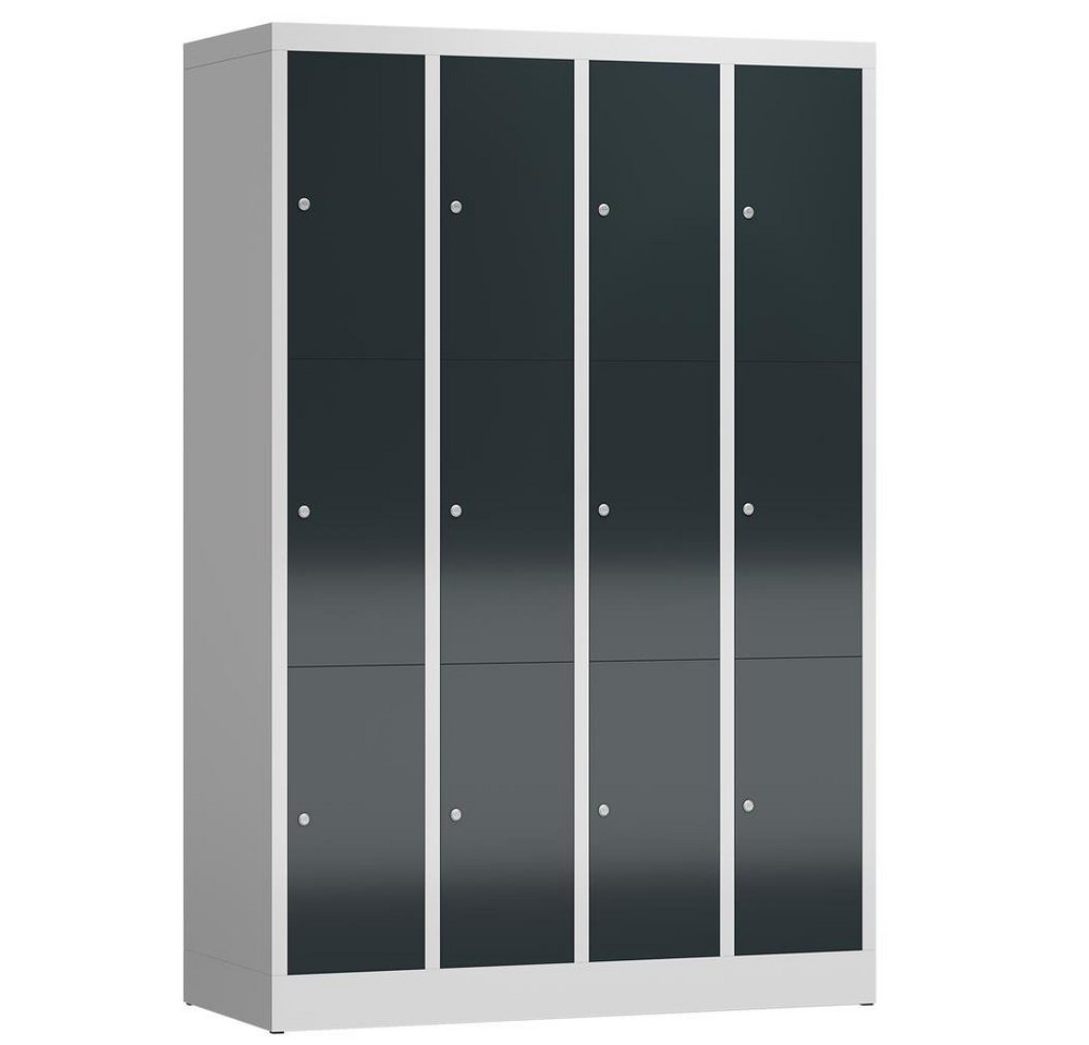 Steelboxx Fächerschrank ClassiX Schließfachschrank, 4 Abteile à 3 Fächer, 1800 x 1185 x 500 mm (1-St) Komplett verschweißt und montiert - keine Montage erforderlich von Steelboxx