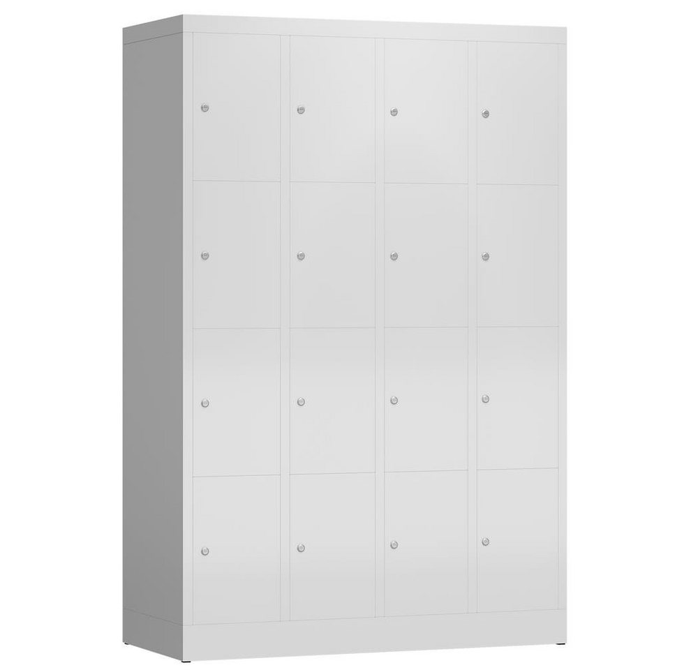 Steelboxx Fächerschrank ClassiX Schließfachschrank, 4 Abteile à 4 Fächer, 1800 x 1185 x 500 mm (1-St) Komplett verschweißt und montiert - keine Montage erforderlich von Steelboxx