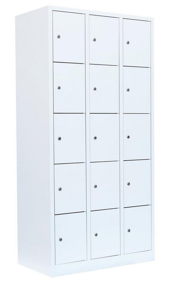 Steelboxx Fächerschrank 15 Fächer Schließfachschrank Wertfachschrank Spind 180x88,5x50cm (1-St) Komplett verschweißt und montiert - keine Montage erforderlich von Steelboxx