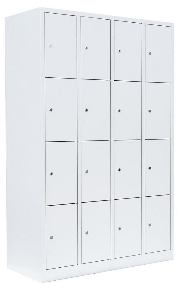 Steelboxx Fächerschrank Lüllmann® Schließfachschrank, 4 Abteile, 16 Fächern, 1800 x 1170 x (1-St) Komplett verschweißt und montiert - keine Montage erforderlich von Steelboxx