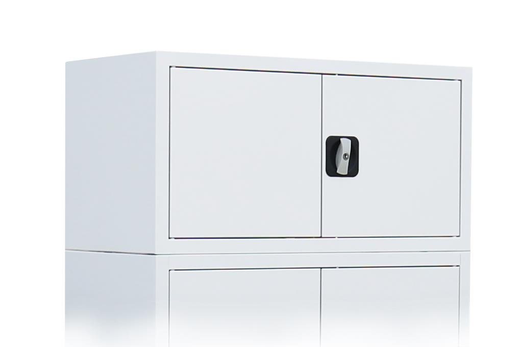 Steelboxx Mehrzweckschrank Aufsatzschrank mit Flügeltüren und Zylinderschloss 450 x 925 x 422 mm von Steelboxx