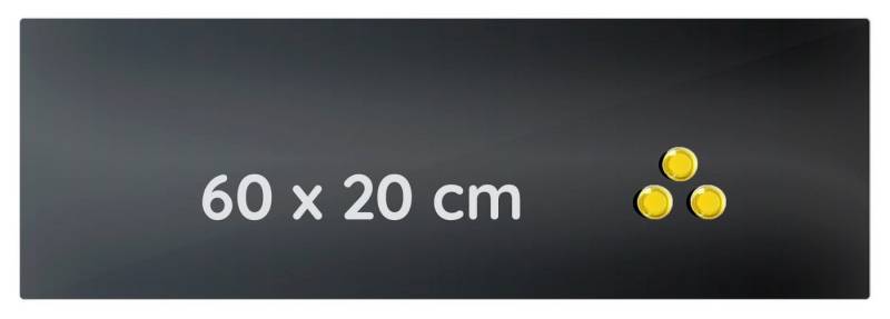 Steelboxx Memoboard Glas Memoboard, 200 x 600 x 40 mm, schwarz, (Spar Set, 1-tlg), zum Anheften von Notizzetteln (inkl. 3 Magnete) von Steelboxx
