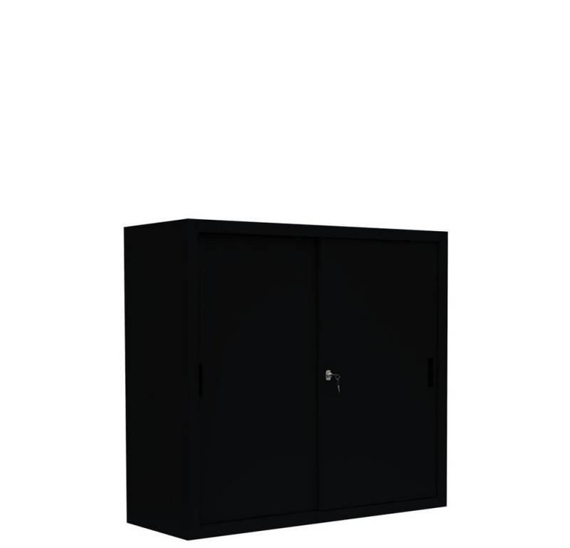 Steelboxx Schiebetürenschrank Aktenschrank Sideboard aus Stahl grau 1090 x 1200 x 450 mm (1-St) komplett montiert von Steelboxx
