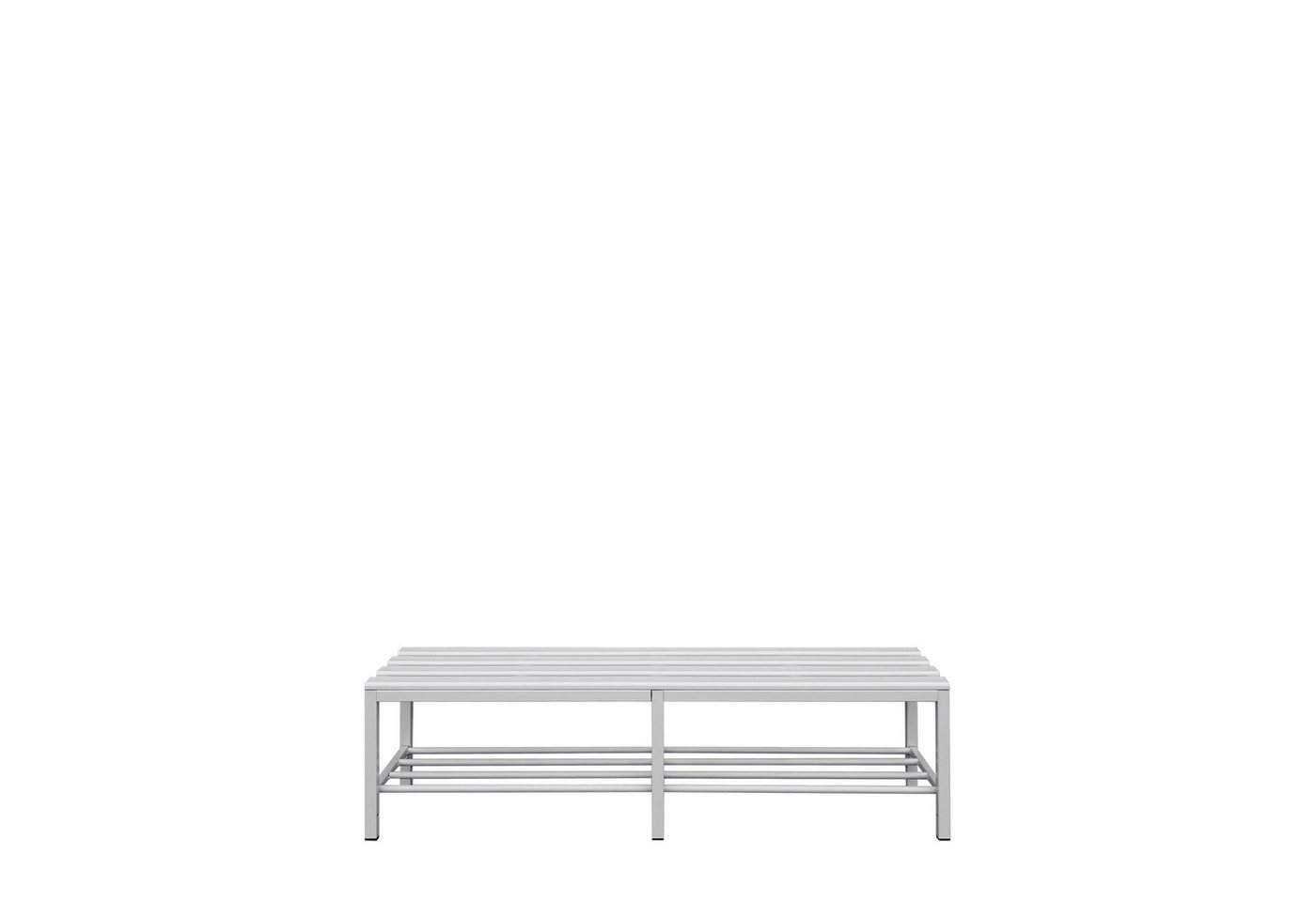 Steelboxx Sitzbank Garderobensitzbank Umkleidebank 150 cm grau (1-St), PVC Sitzbeleg, Stahl Gestell von Steelboxx