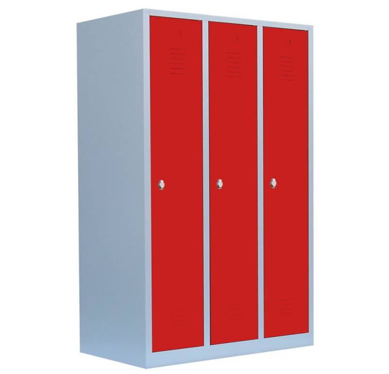 Steelboxx Spind 3er Spind/Garderobenschrank Spindschrank 1800 x 1185 x 500 mm (1-St) Komplett verschweißt und montiert, keine Montage erforderlich von Steelboxx