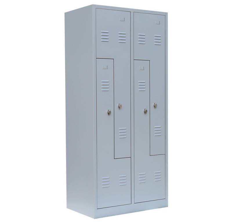 Steelboxx Spind 4er Spind Z-Garderobenschrank - 4 Abteile - Umkleideschrank (1-St) Komplett verschweißt und montiert von Steelboxx