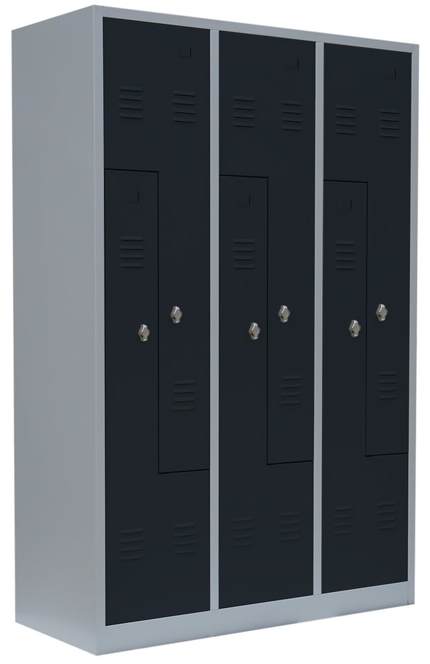 Steelboxx Spind 6er Z-Spind, Z-Garderobenschrank - 6 Abteile - Umkleideschrank (1-St) Komplett verschweißt und montiert von Steelboxx