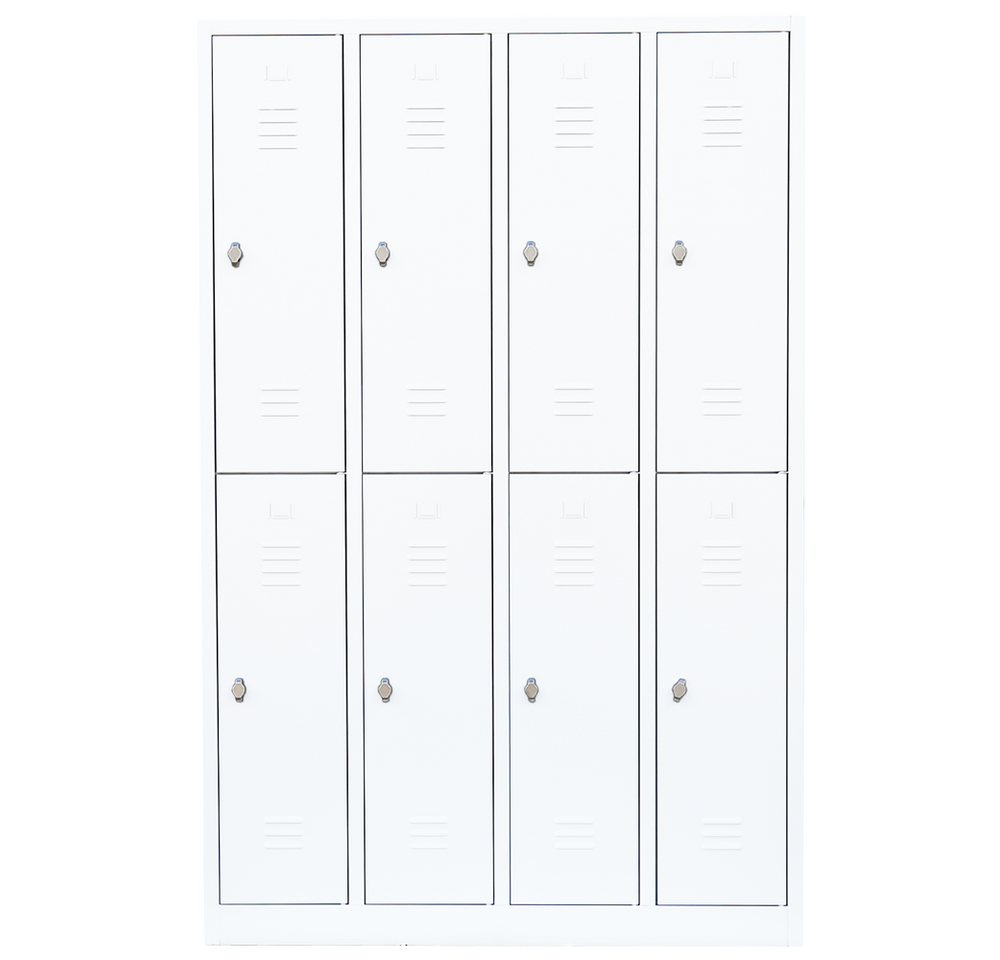 Steelboxx Spind Garderobenschrank, 4 Abteile doppelstöckig, H 1800 x B 1170 x T 500 mm (1-St) Komplett verschweißt und montiert von Steelboxx