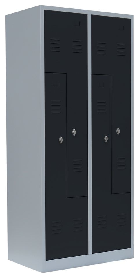 Steelboxx Spind 4er Spind Z-Garderobenschrank - 4 Abteile - Umkleideschrank (1-St) Komplett verschweißt und montiert von Steelboxx